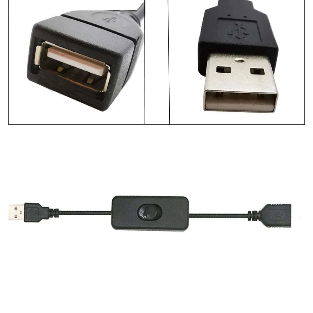 2PCS USB Cable Extension with ON/OFF Switch Toggle-2 Pcs Black
