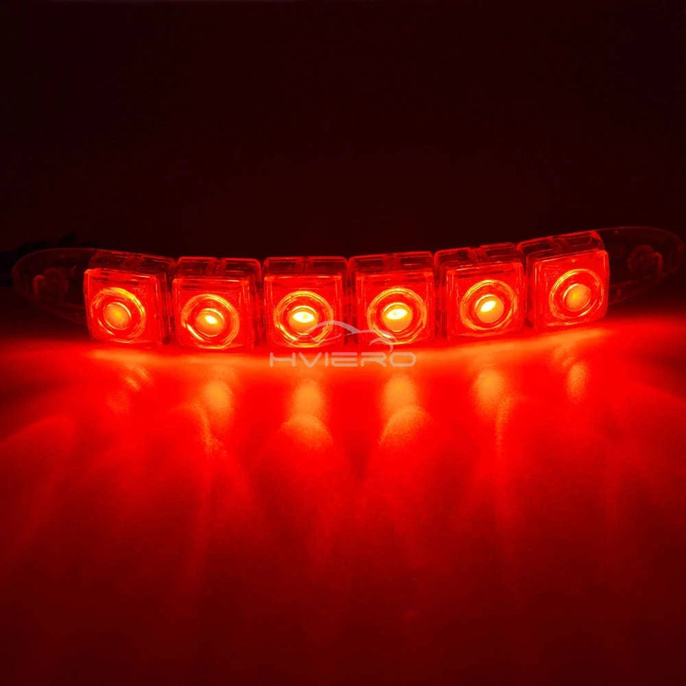 2X Waterproof DRL 6Chips Led Car Auto Decorative Flexible Daytime Running Light Driving Led Strip Headlight Fog Backup Trunk Led-White