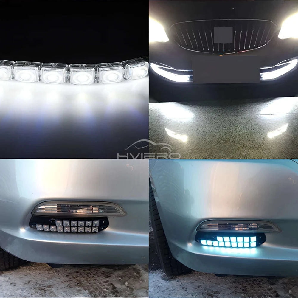 2X Waterproof DRL 6Chips Led Car Auto Decorative Flexible Daytime Running Light Driving Led Strip Headlight Fog Backup Trunk Led-White