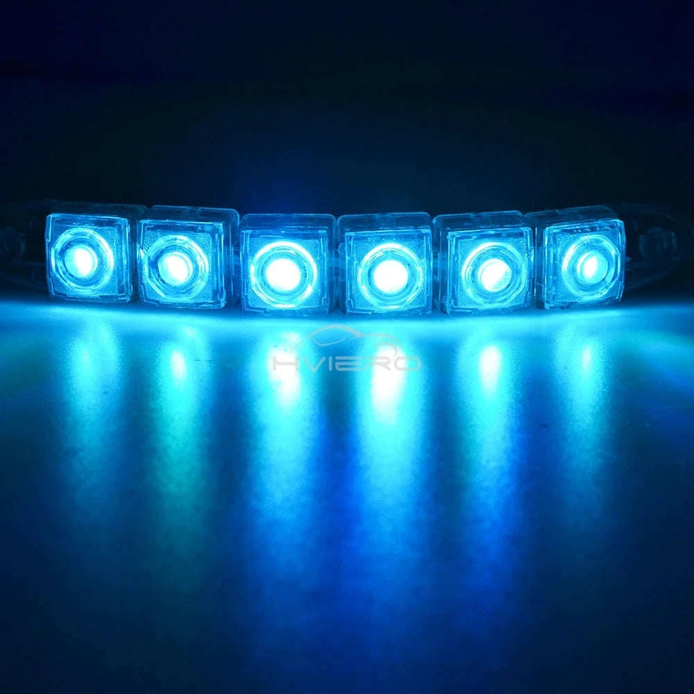 2X Waterproof DRL 6Chips Led Car Auto Decorative Flexible Daytime Running Light Driving Led Strip Headlight Fog Backup Trunk Led-White
