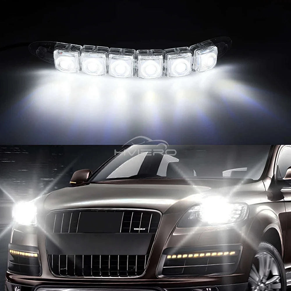 2X Waterproof DRL 6Chips Led Car Auto Decorative Flexible Daytime Running Light Driving Led Strip Headlight Fog Backup Trunk Led-White