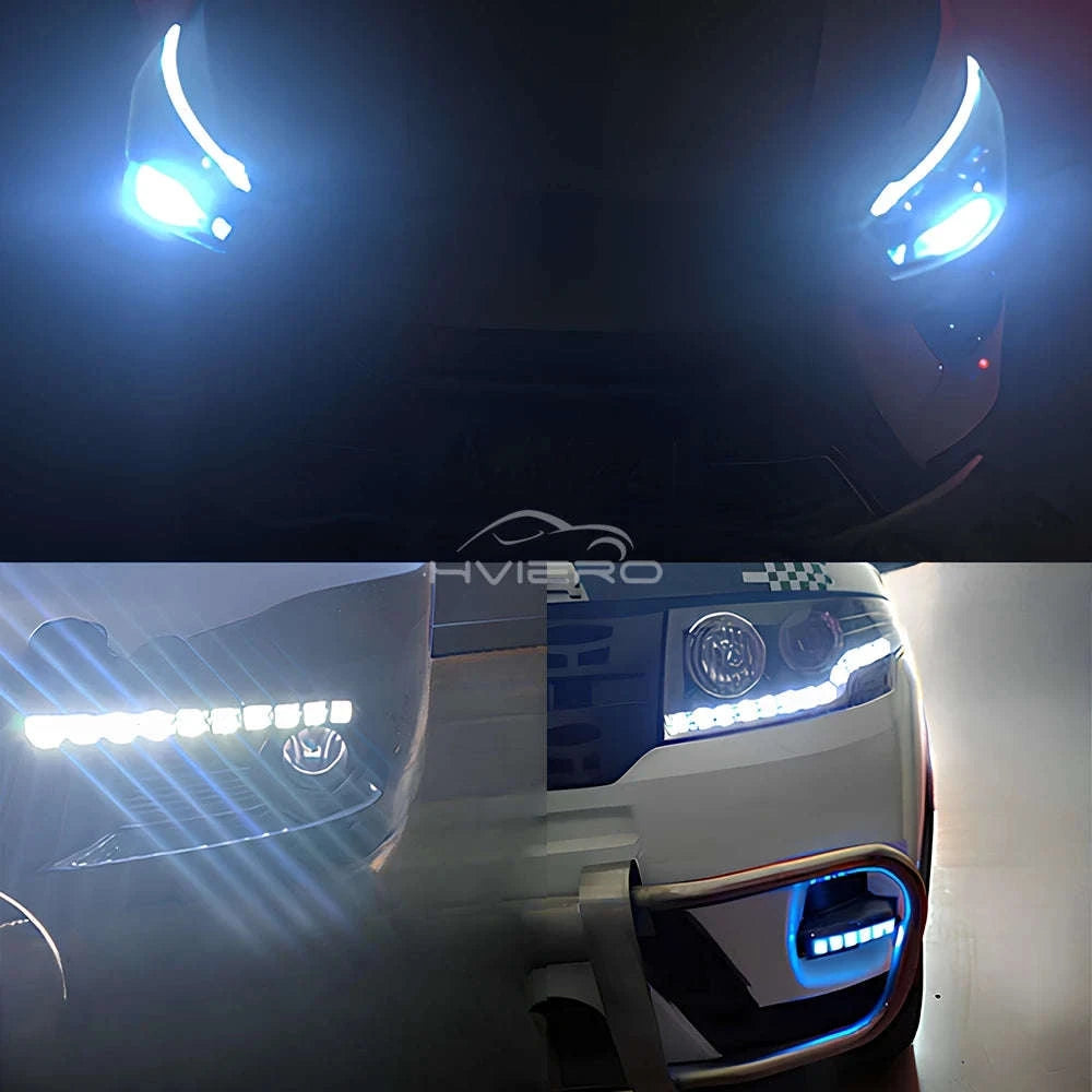 2X Waterproof DRL 6Chips Led Car Auto Decorative Flexible Daytime Running Light Driving Led Strip Headlight Fog Backup Trunk Led-White