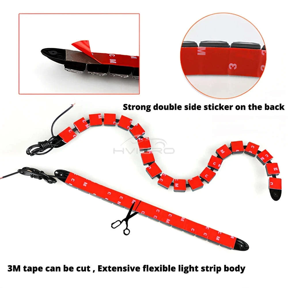 2X Waterproof DRL 6Chips Led Car Auto Decorative Flexible Daytime Running Light Driving Led Strip Headlight Fog Backup Trunk Led-White