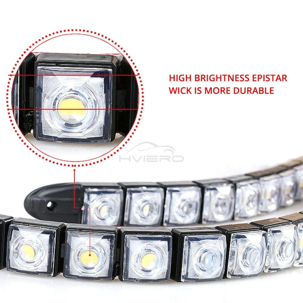 2X Waterproof DRL 6Chips Led Car Auto Decorative Flexible Daytime Running Light Driving Led Strip Headlight Fog Backup Trunk Led-White