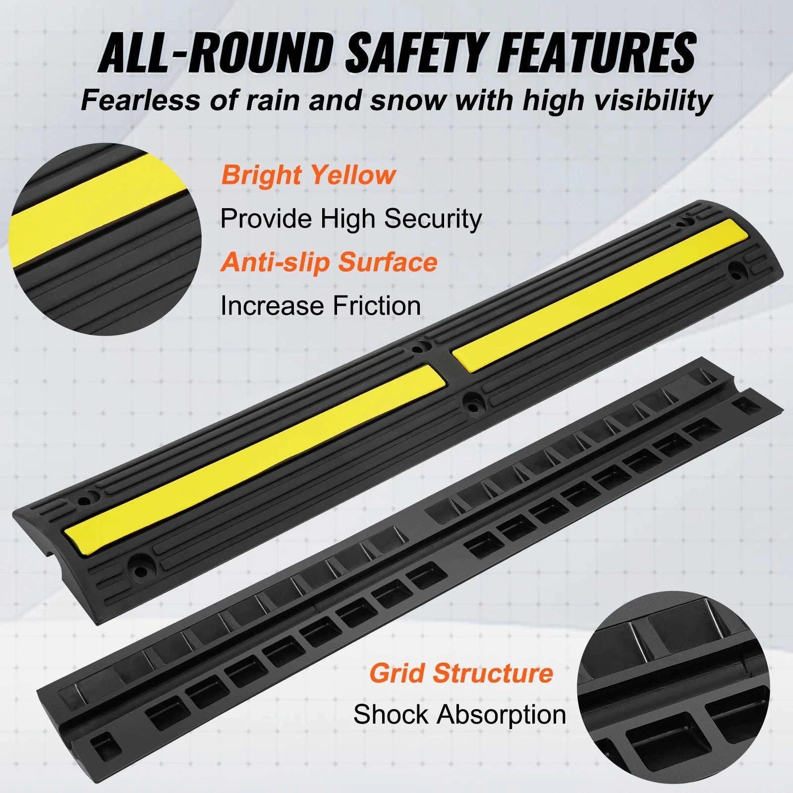 3.28ft Cable Protector Ramp 4 Pack 1 Channel Heavy Duty Rubber Speed Bump-france