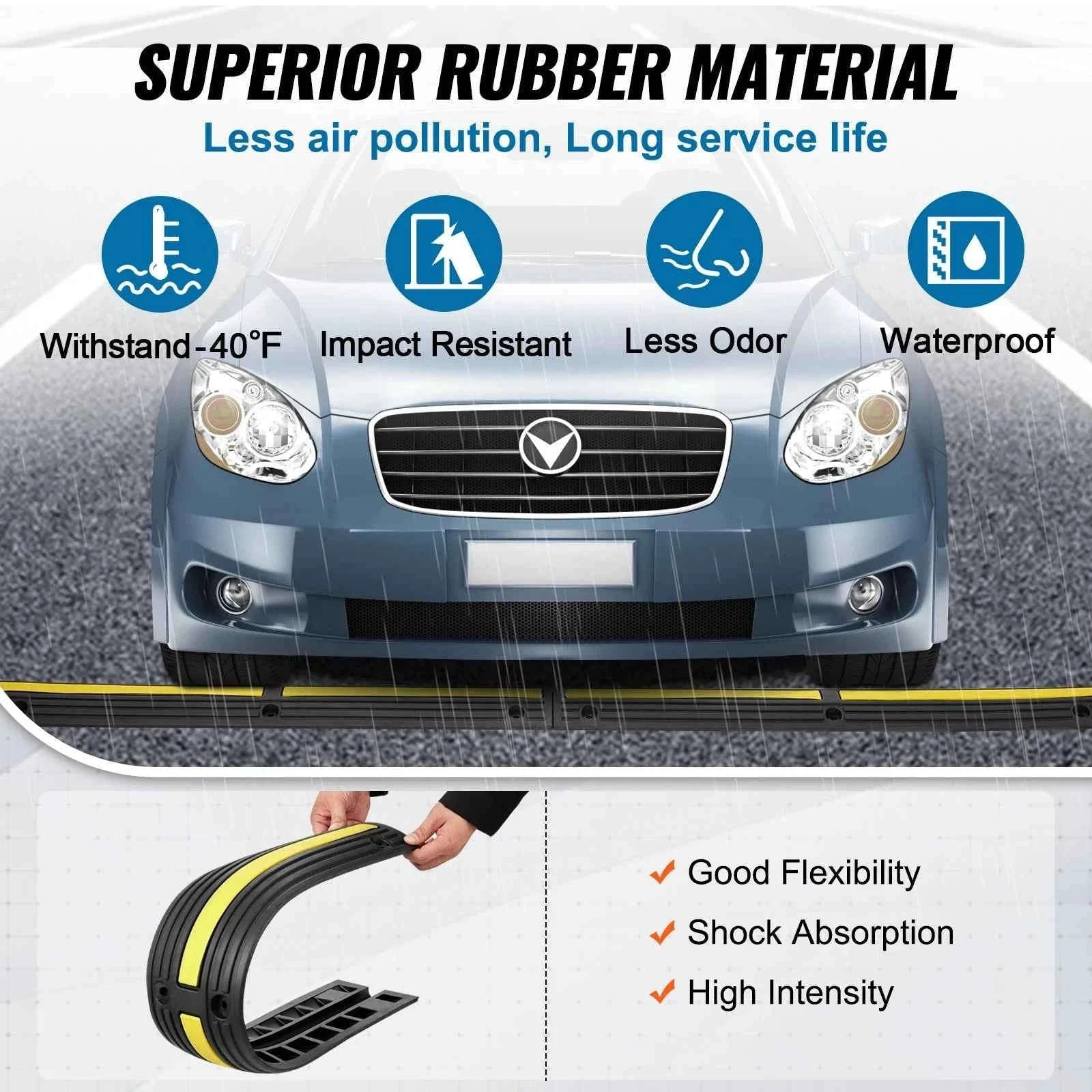 3.28ft Cable Protector Ramp 4 Pack 1 Channel Heavy Duty Rubber Speed Bump-france