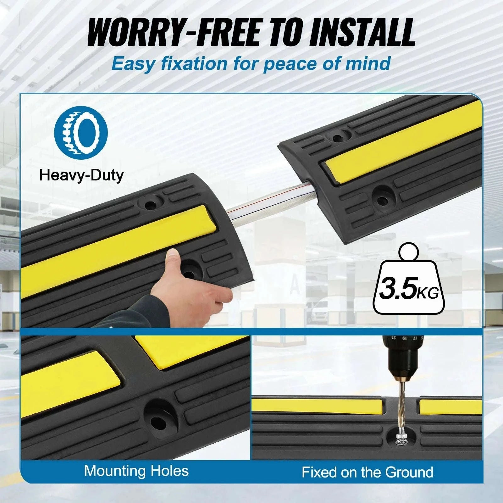 3.28ft Cable Protector Ramp 4 Pack 1 Channel Heavy Duty Rubber Speed Bump-france