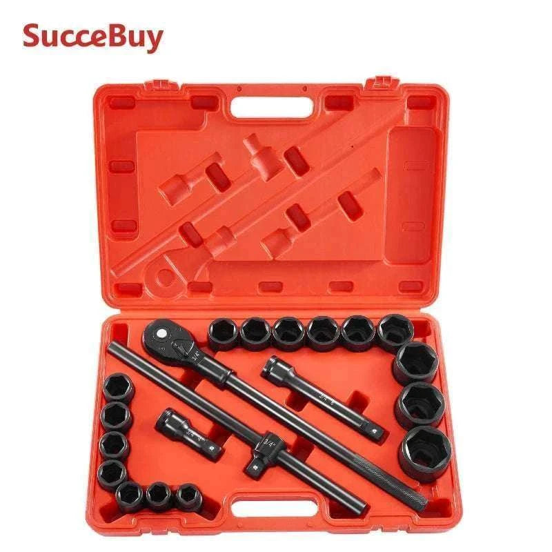 3/4" Drive Impact Socket Set 21PCS SAE Cr-V Steel with Case-21PCs / United States