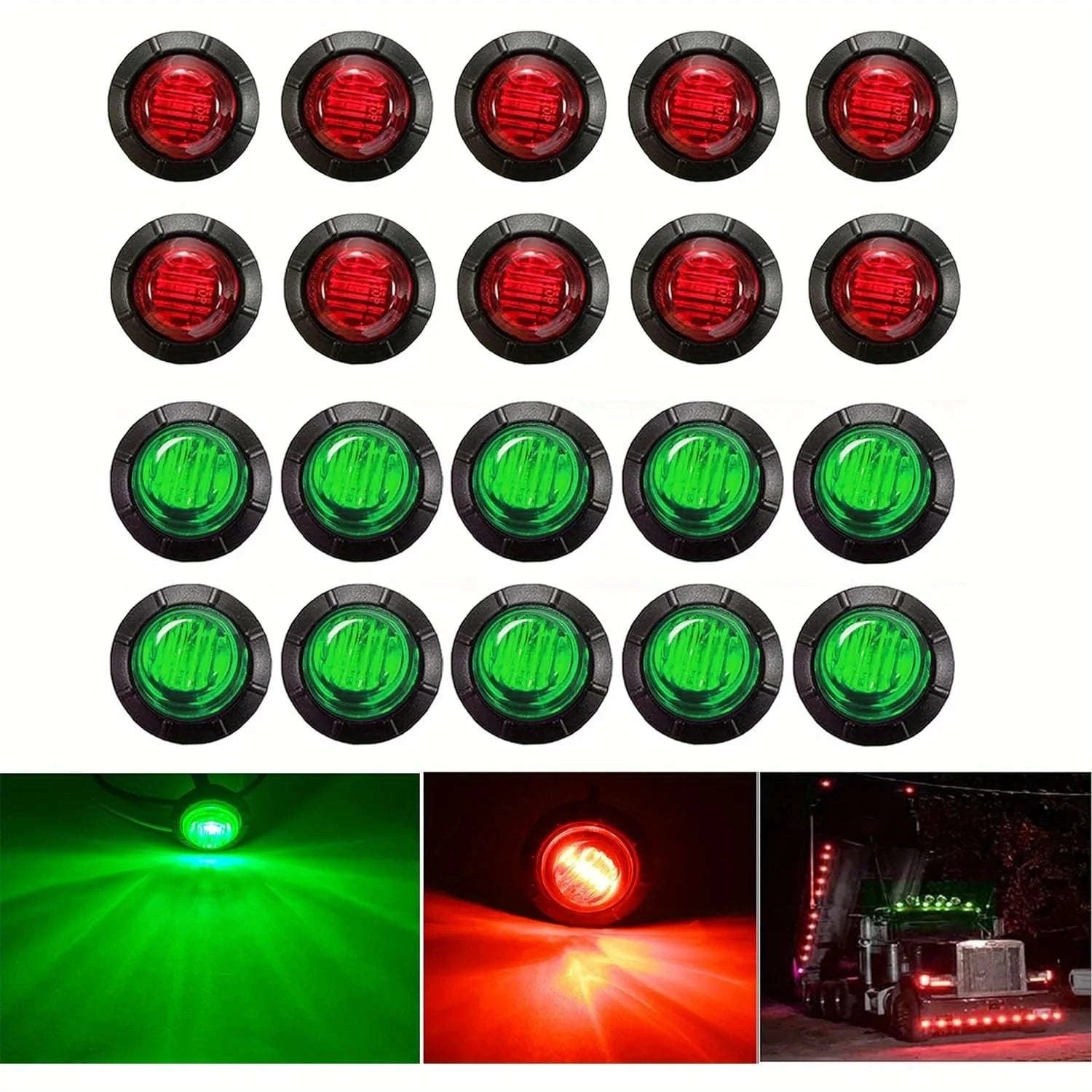 3/4-Inch LED Side Marker Lights for 12V Vehicles-Blue / 20PCS