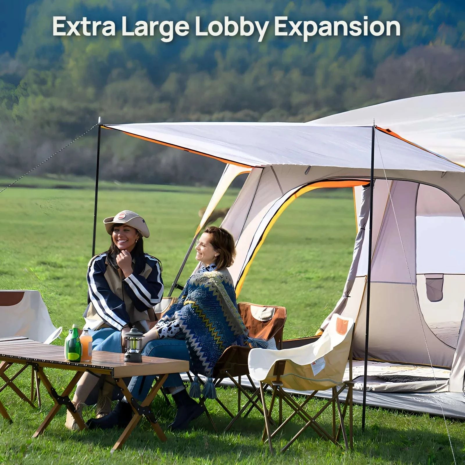 3-4 Person Camping Tent with Sun Protection & Mosquito Netting-United States