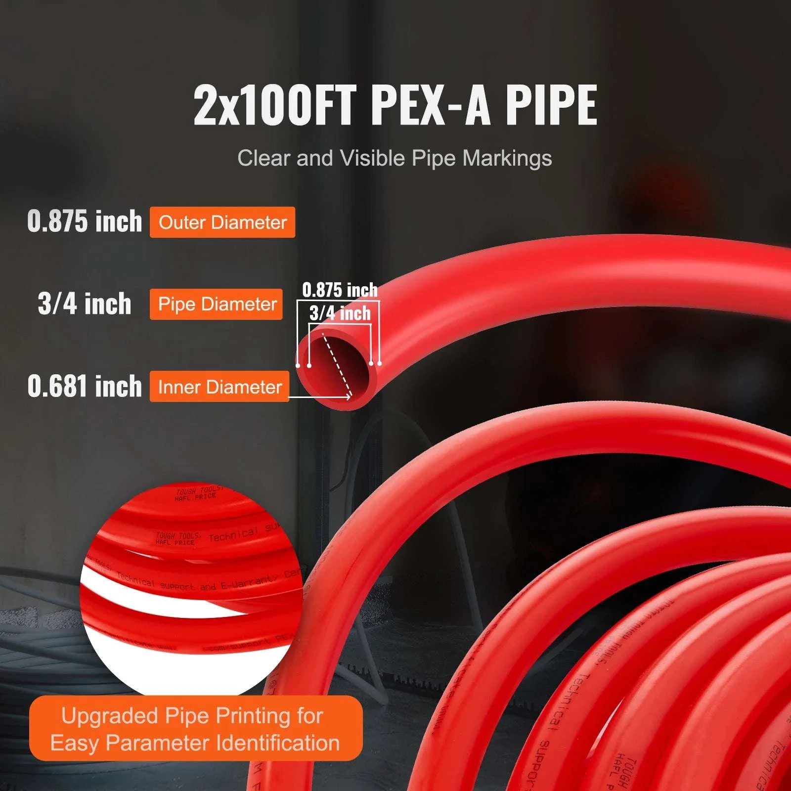 3/4" PEX-A Pipe Tubing 2x100FT for Hot & Cold Water Systems-2x100ft / United States