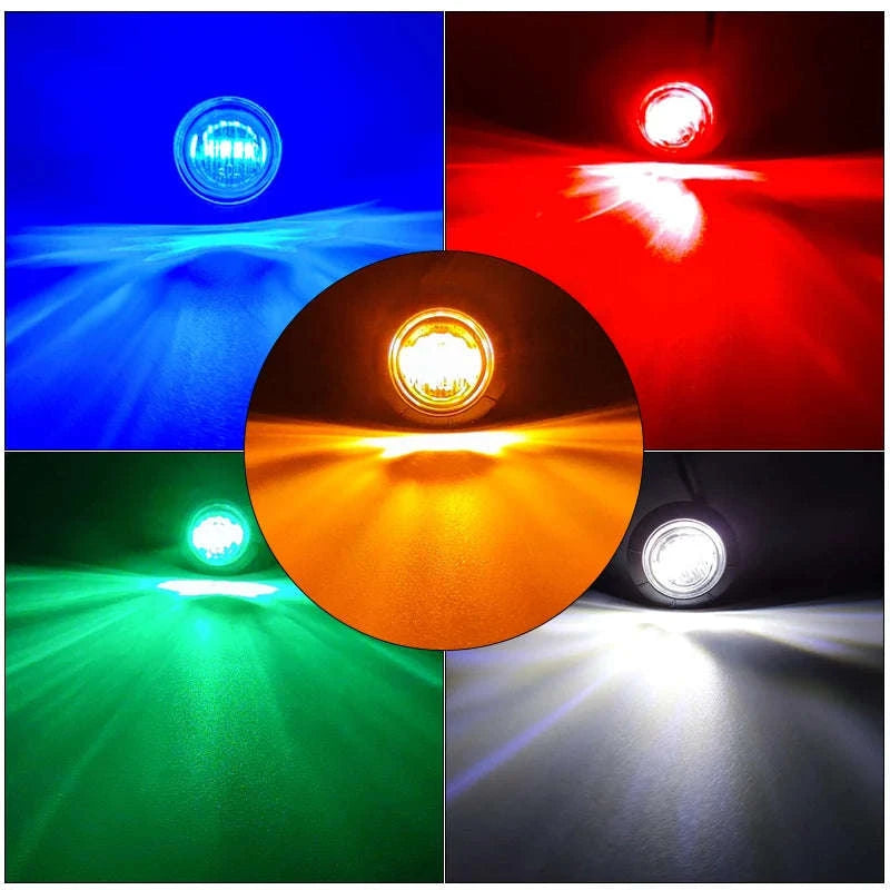 3/4" Round LED Side Marker Light for Truck Trailer Boat-Green / 12V 20PCS