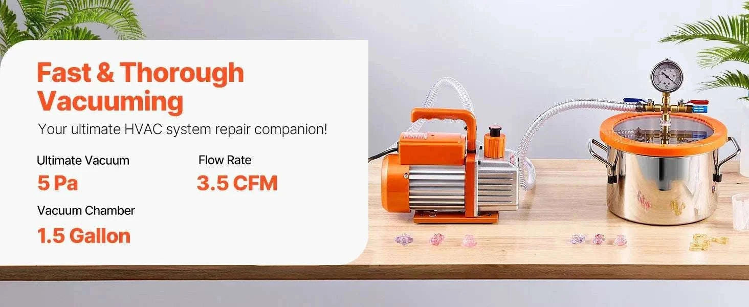 3.5 CFM Vacuum Chamber Pump Kit for Resin Degassing (1.5–5 Gallon)-3.5 CFM 1.5 Gallon / EU / CZECH REPUBLIC