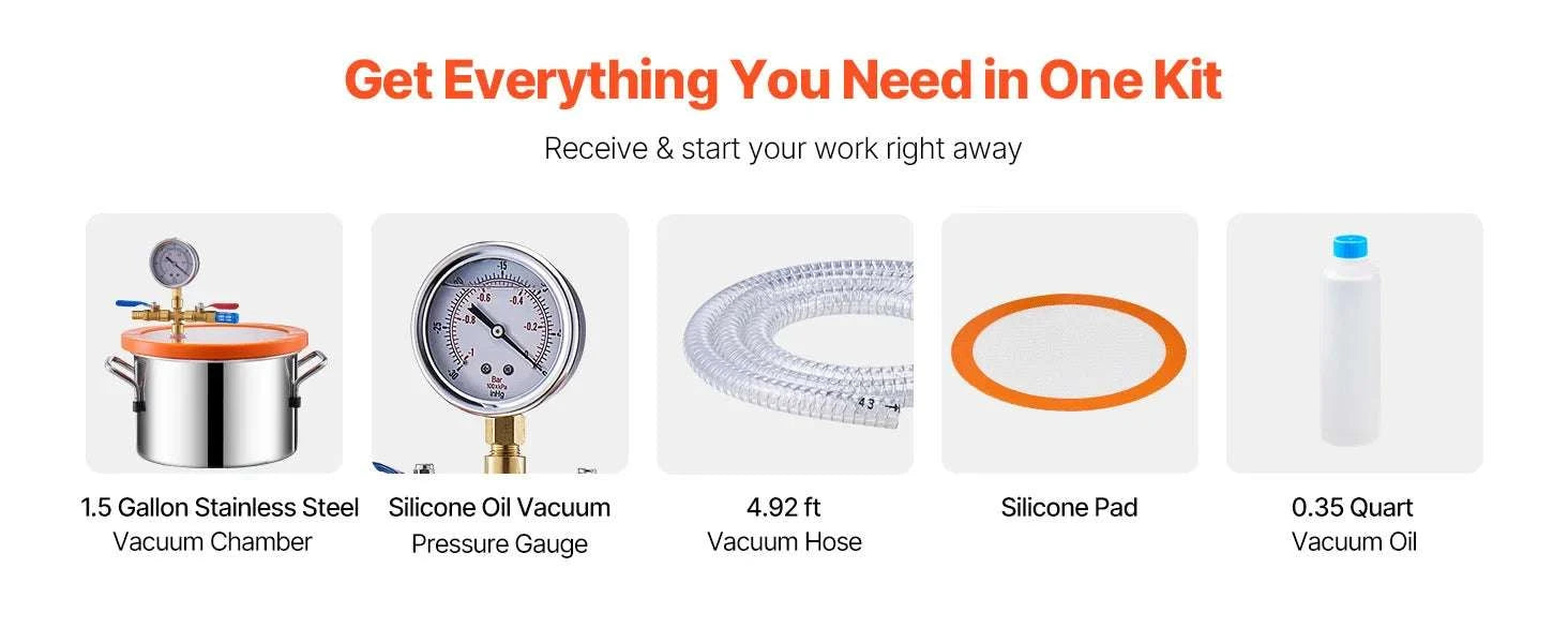 3.5 CFM Vacuum Chamber Pump Kit for Resin Degassing (1.5–5 Gallon)-3.5 CFM 1.5 Gallon / EU / CZECH REPUBLIC