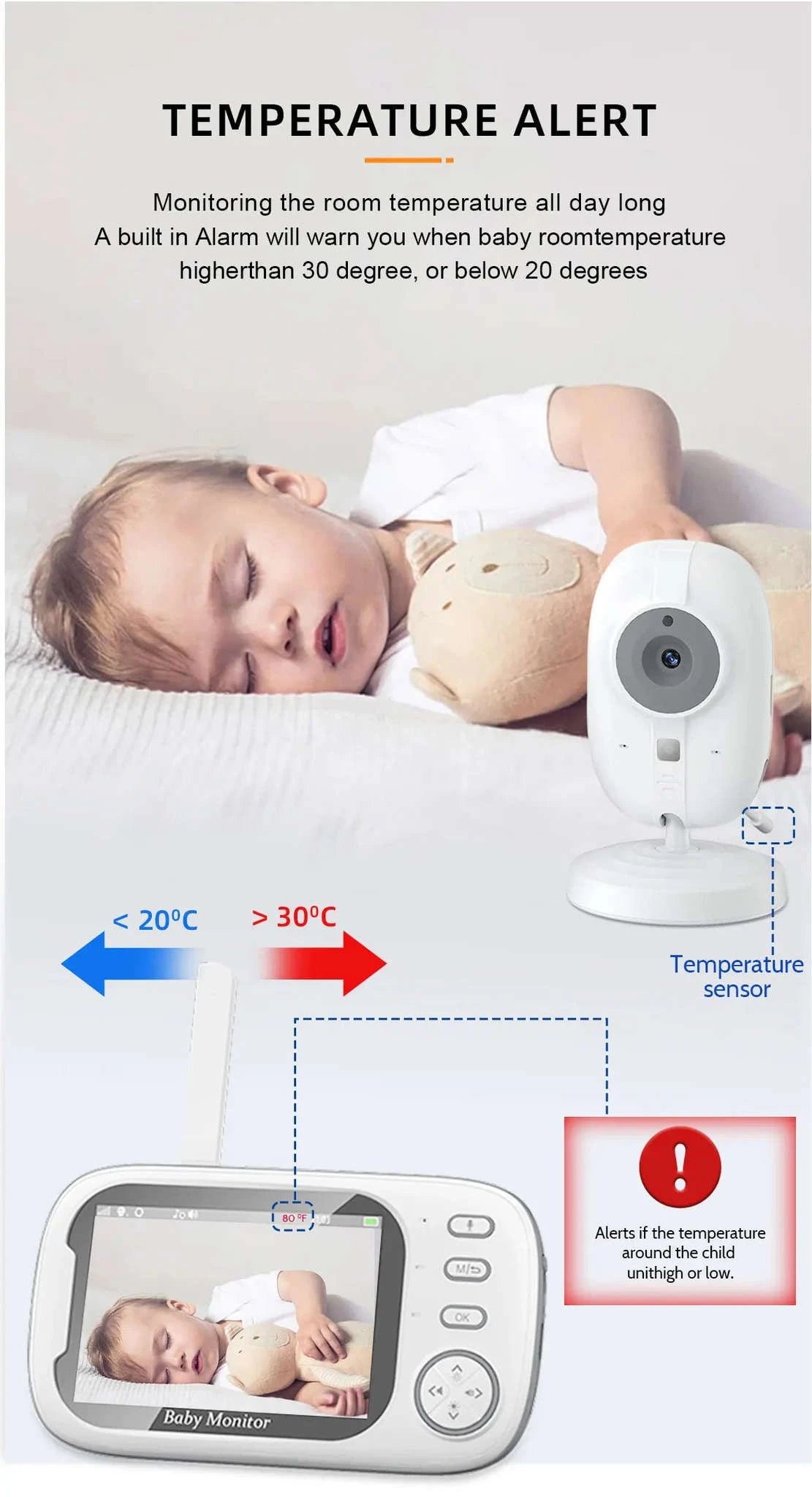 3.5-inch Wireless Baby Monitor with Night Vision & 2-Way Audio-Baby Monitor