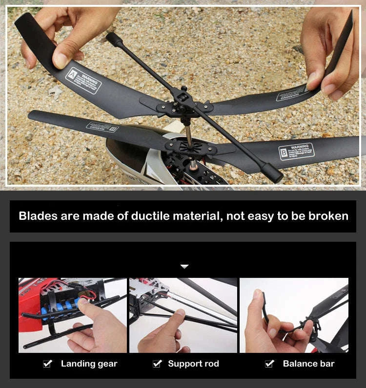 3.5CH 80cm Extra‑Durable RC Helicopter Drone-Silver