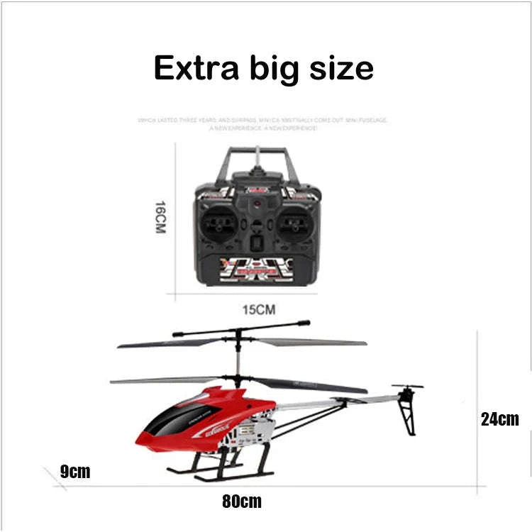 3.5CH 80cm Extra‑Durable RC Helicopter Drone-Silver