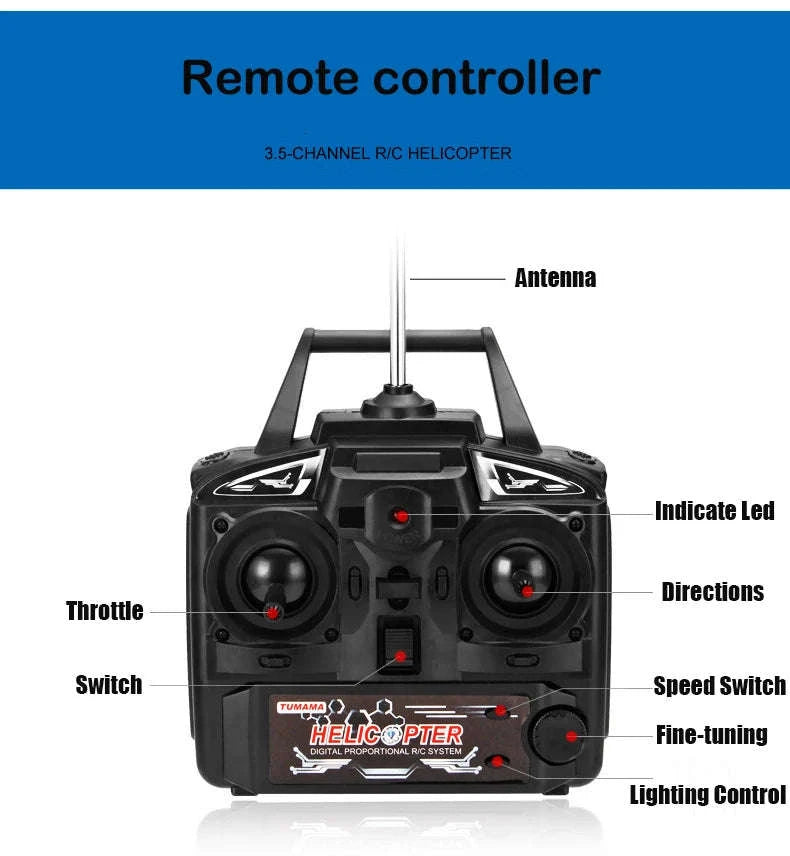 3.5CH 80cm Extra‑Durable RC Helicopter Drone-Silver