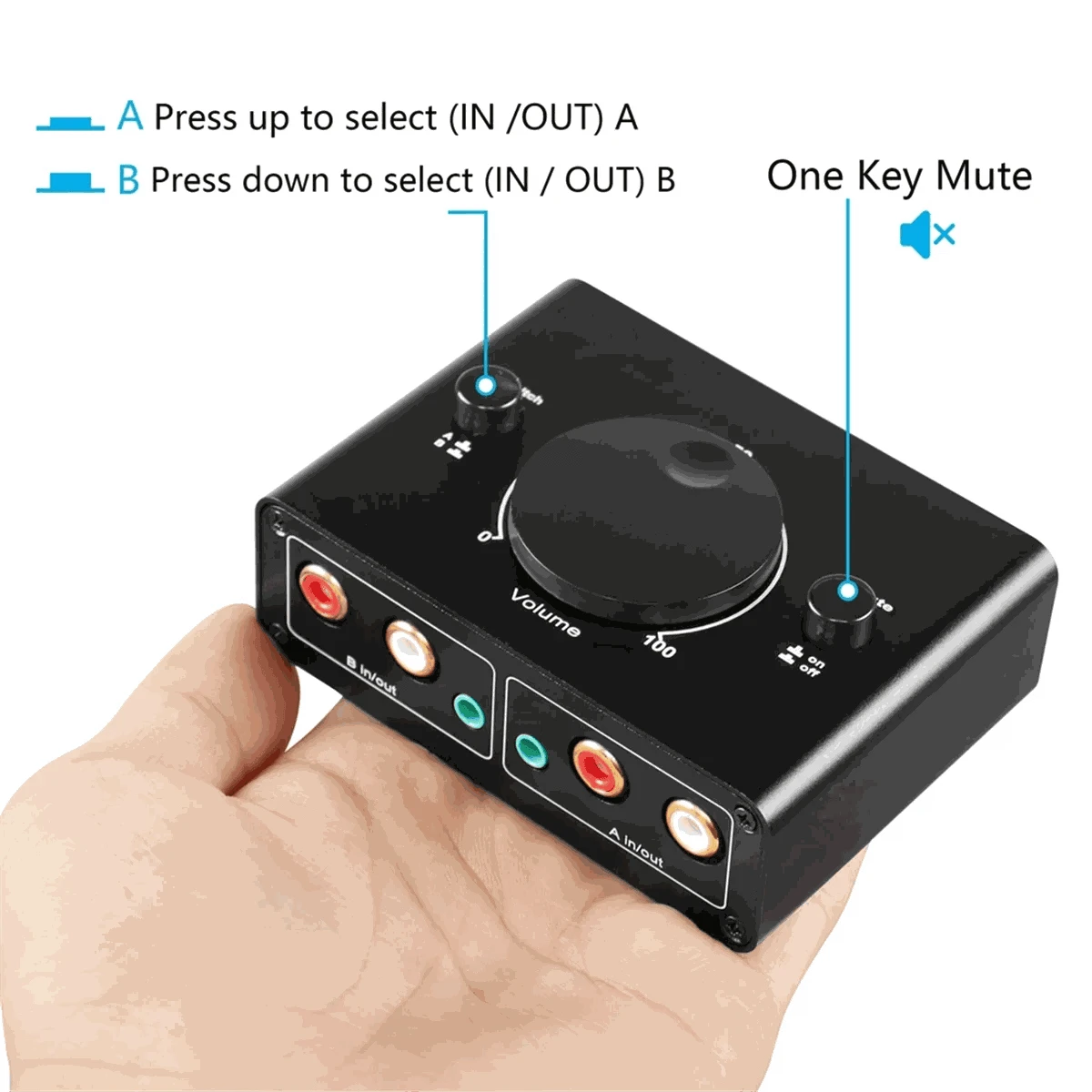 3.5mm & RCA Audio Switcher with Volume Control and Mute-Default Title