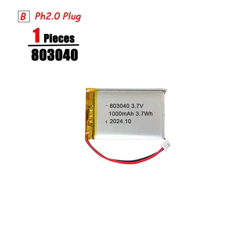 3.7V LiPo Battery with PH2.0 Plug 3000mAh-1pcs 601633 / 3.7 V