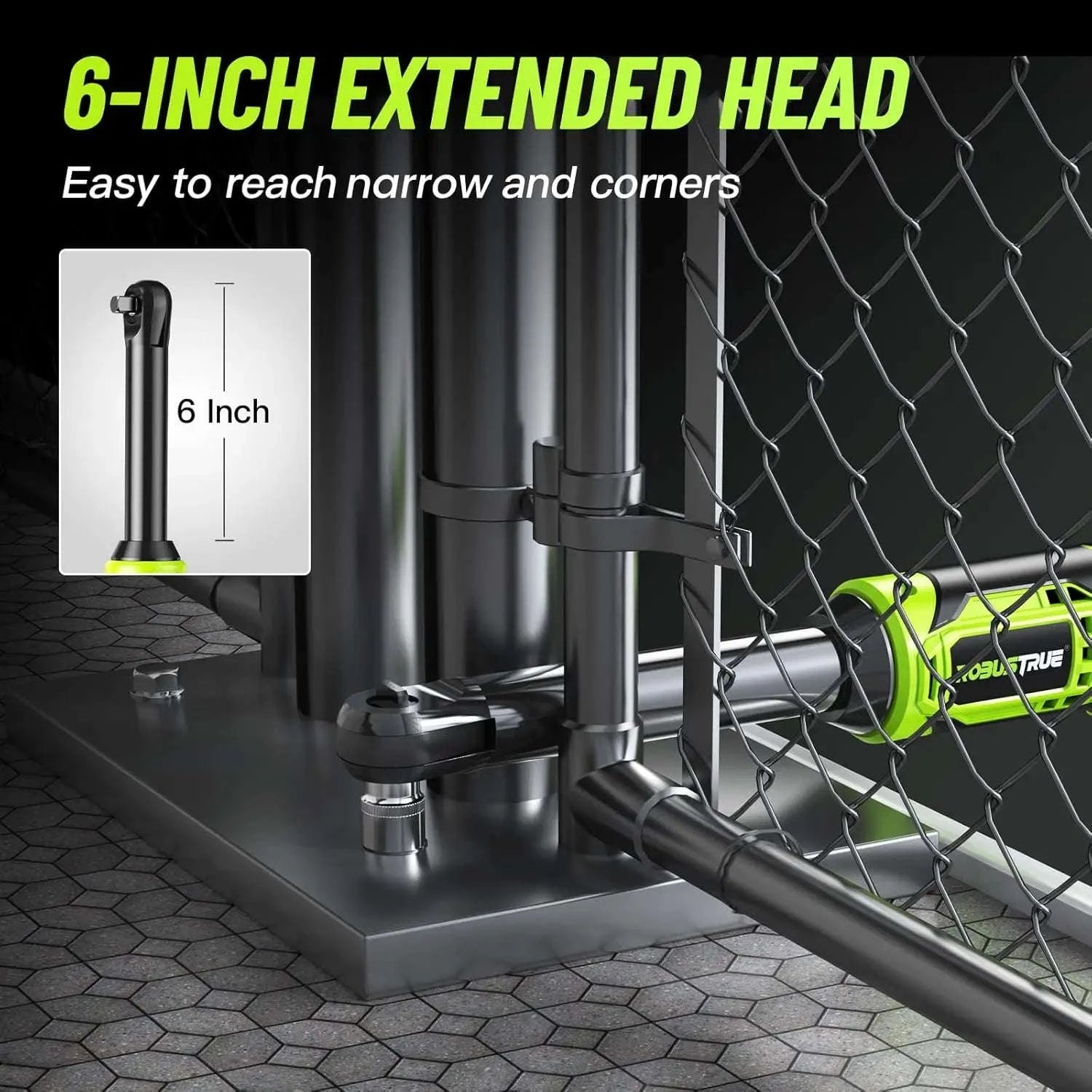 3/8 Cordless Ratchet Wrench Kit, 6-Inch Extended, 40 Ft-lbs, 400 RPM, 2.0Ah Battery-Full Kit 2 BAT / United States