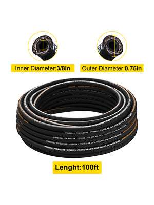 3/8" x 100 ft Hydraulic Hose 4800 PSI Rubber High-Strength Line-United States / 0.75 inch x 100 ft