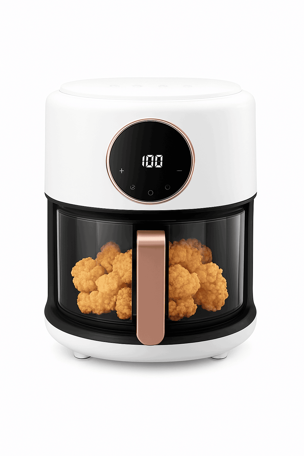 3.81Qt Portable Glass Air Fryer with Digital Display, 8 Preset Modes, White-United States
