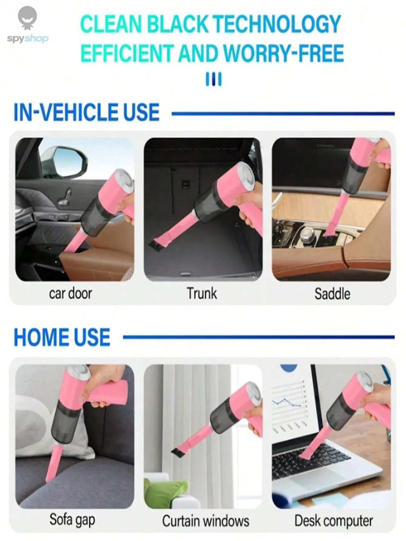 3 In 1 Integrated Suction And Blowing Vacuum Combination Vacuum Cleaner USB Charging Small Car Household Vacuum Cleaner Spy-shop.com