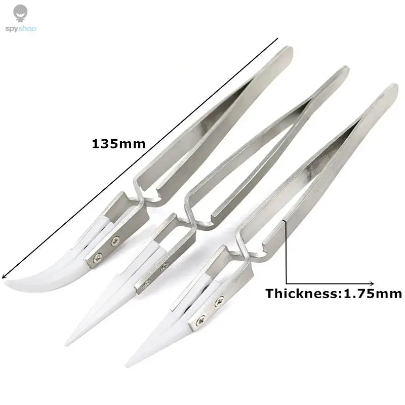 3 Pcs Ceramic Straight Tip Electronic Soldering Tweezers, Anti-Static Reverse Acid Resistant Precision Chuck Ceramic Tweezers