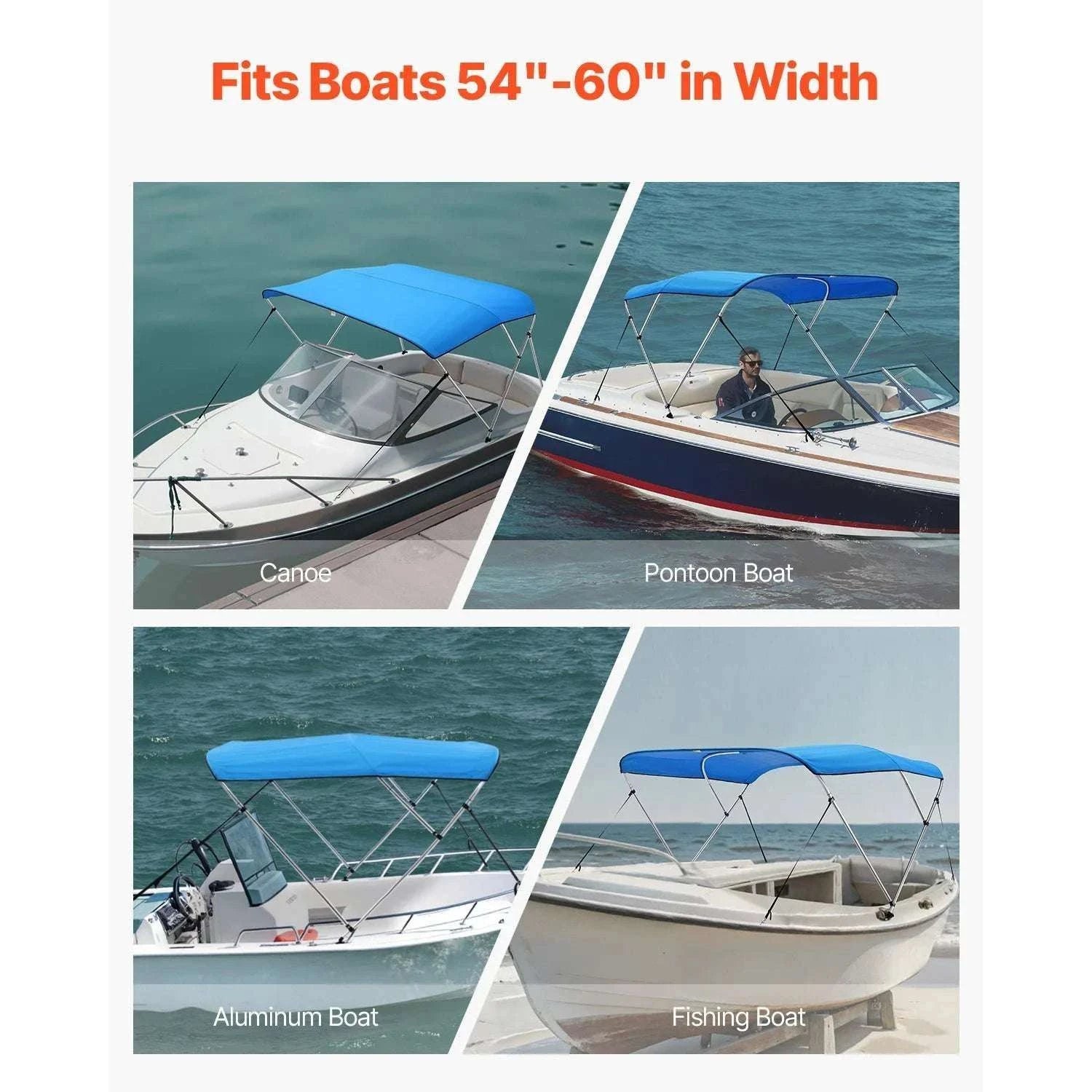 3 Bow Boat Bimini Top 600D Waterproof Sun Shade Canopy-67-72in Pacific Blue / United States