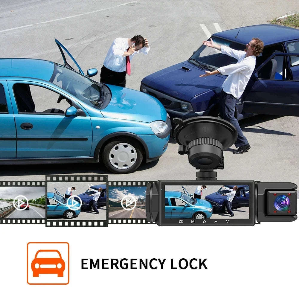 3 Camera Dash Cam 1080P Front Rear Interior Night Vision Parking Monitor-Hardwire kit / 32G SD Card