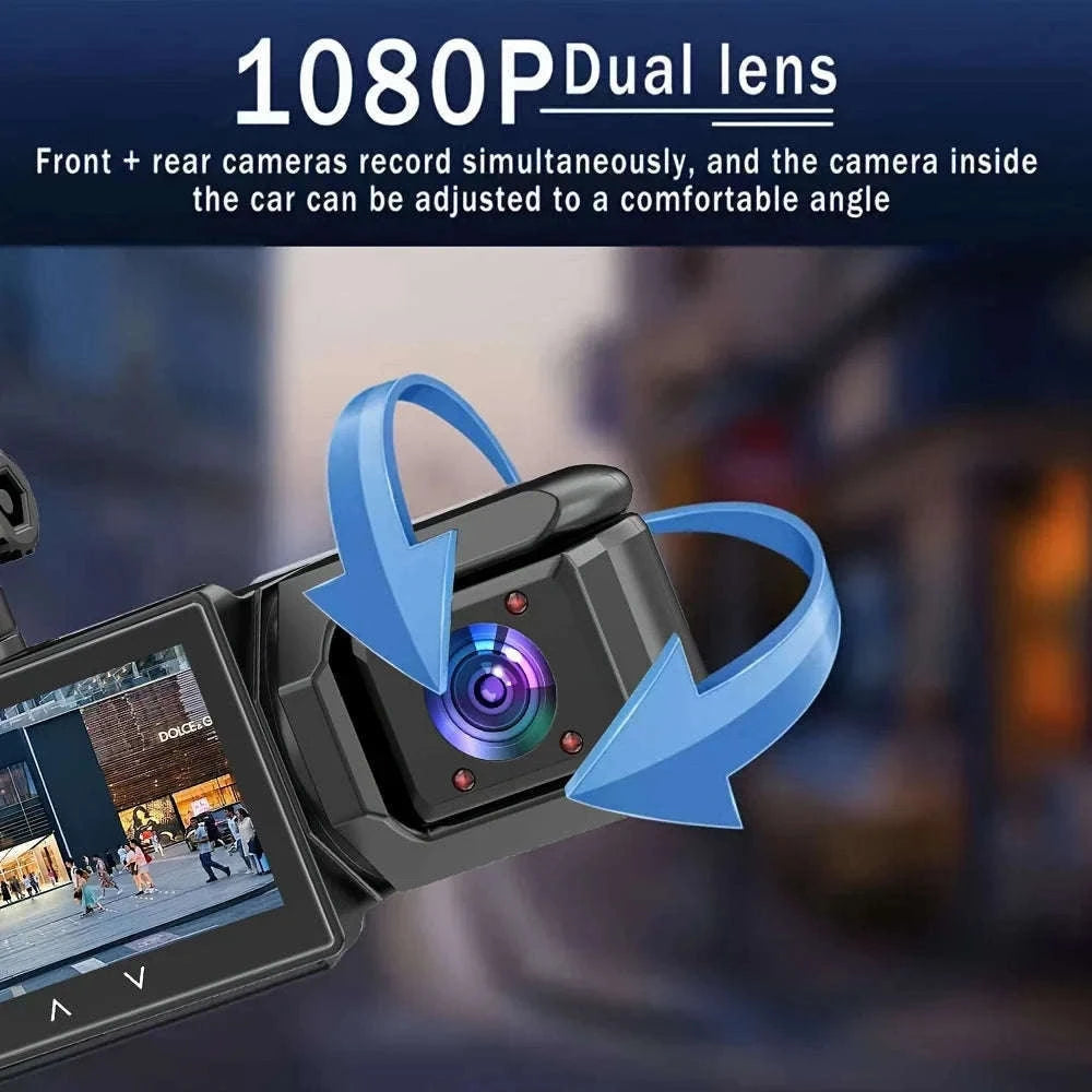 3 Camera Dash Cam 1080P Front Rear Interior Night Vision Parking Monitor-Hardwire kit / 32G SD Card