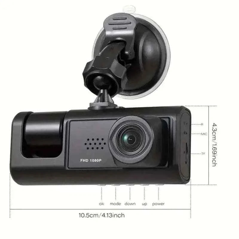 3 Camera Dash Cam with IR Night Vision and Loop Recording