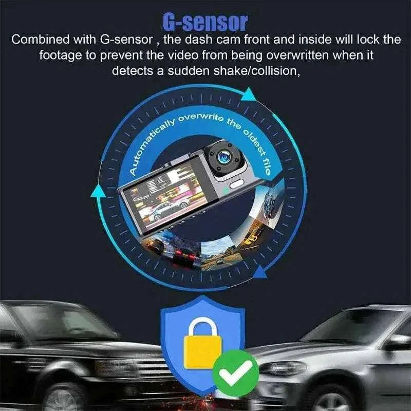 3 Camera Dash Cam with IR Night Vision and Loop Recording-3 camera no card