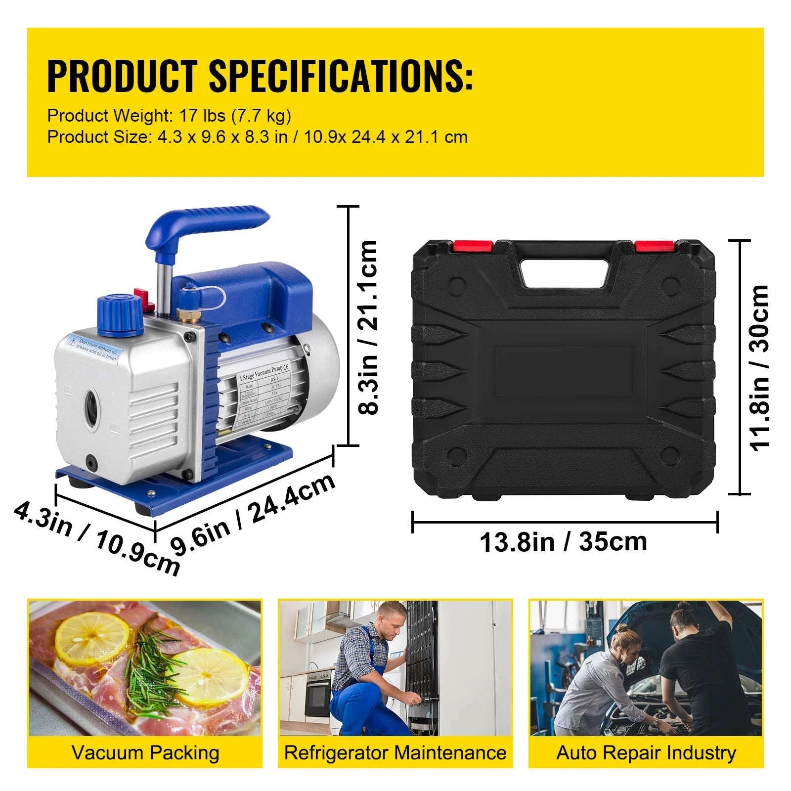 3 CFM 1/4 HP Single Stage Air Vacuum Pump Kit-3CFM 1-Stage / US / United States