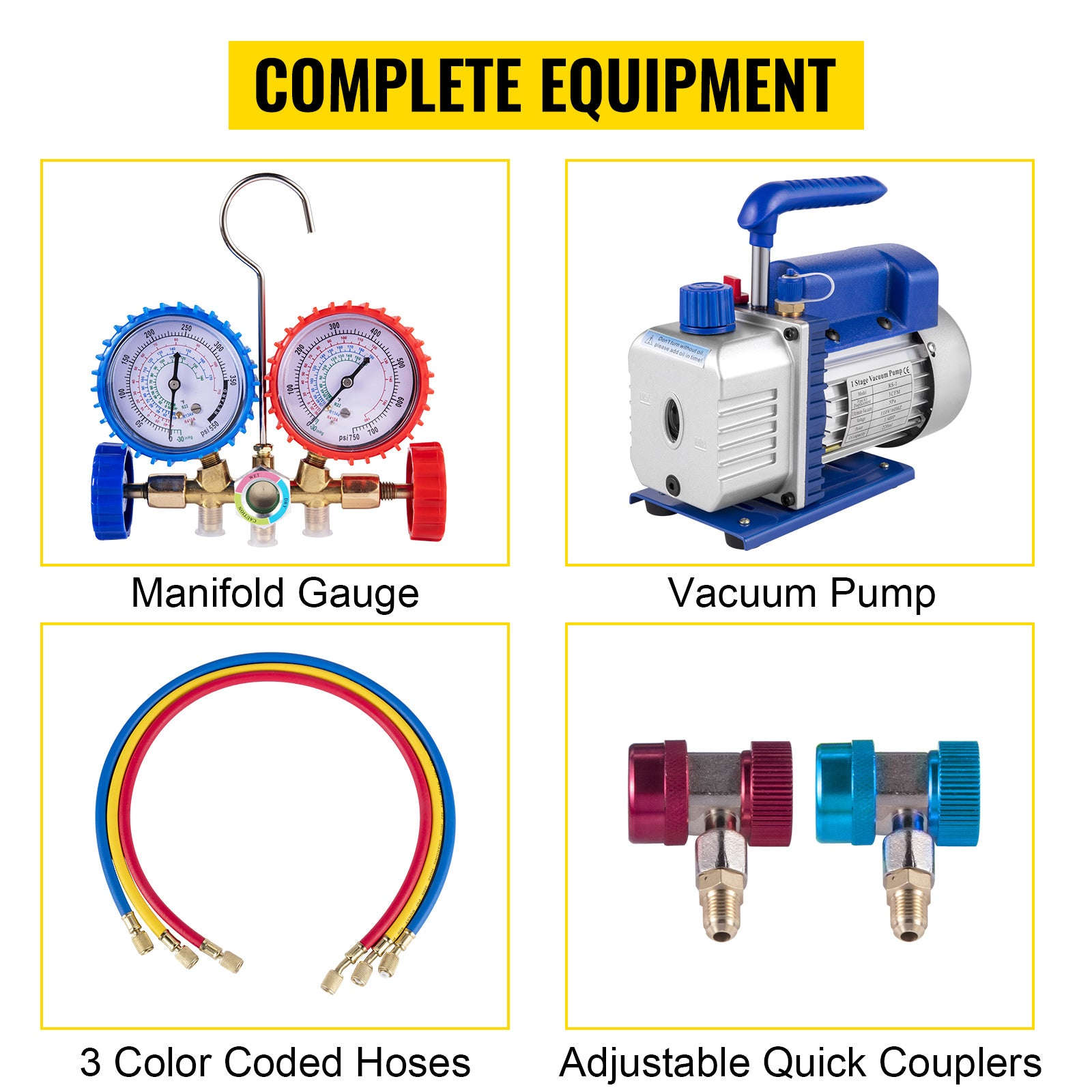 3 CFM 1/4 HP Single Stage Air Vacuum Pump Kit-3CFM 1-Stage / US / United States