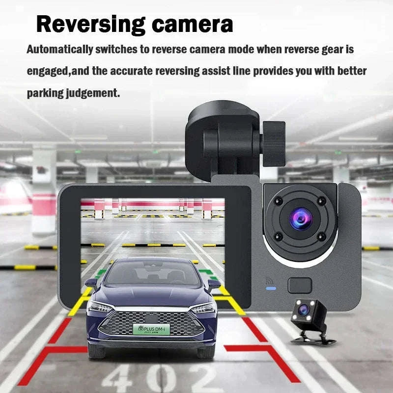 3 Channel Dash Cam 1080P Front Rear Interior Camera with WiFi Night Vision Parking Mode-X01-NOWIFI-2CAM / NONE