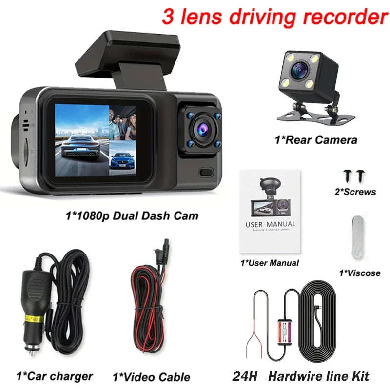 3 Channel Dash Cam for Cars-3 Channel / With 32G TF Card