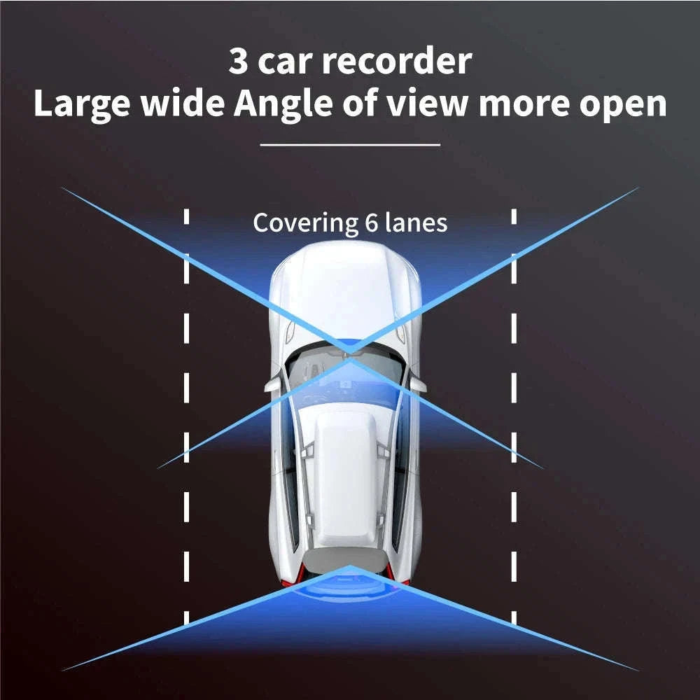 3-Channel Dash Camera with 1080P Front, Inside, Rear View-front inside rear / United States / None