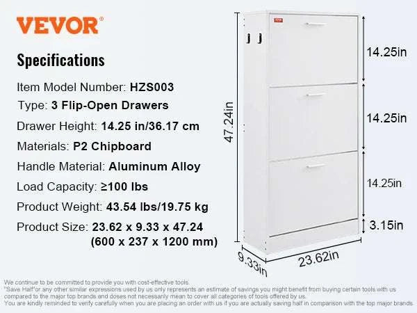 3-Drawer Flip Shoe Cabinet for Entryway Storage and Organization-3 Drawers 20-28in / United States