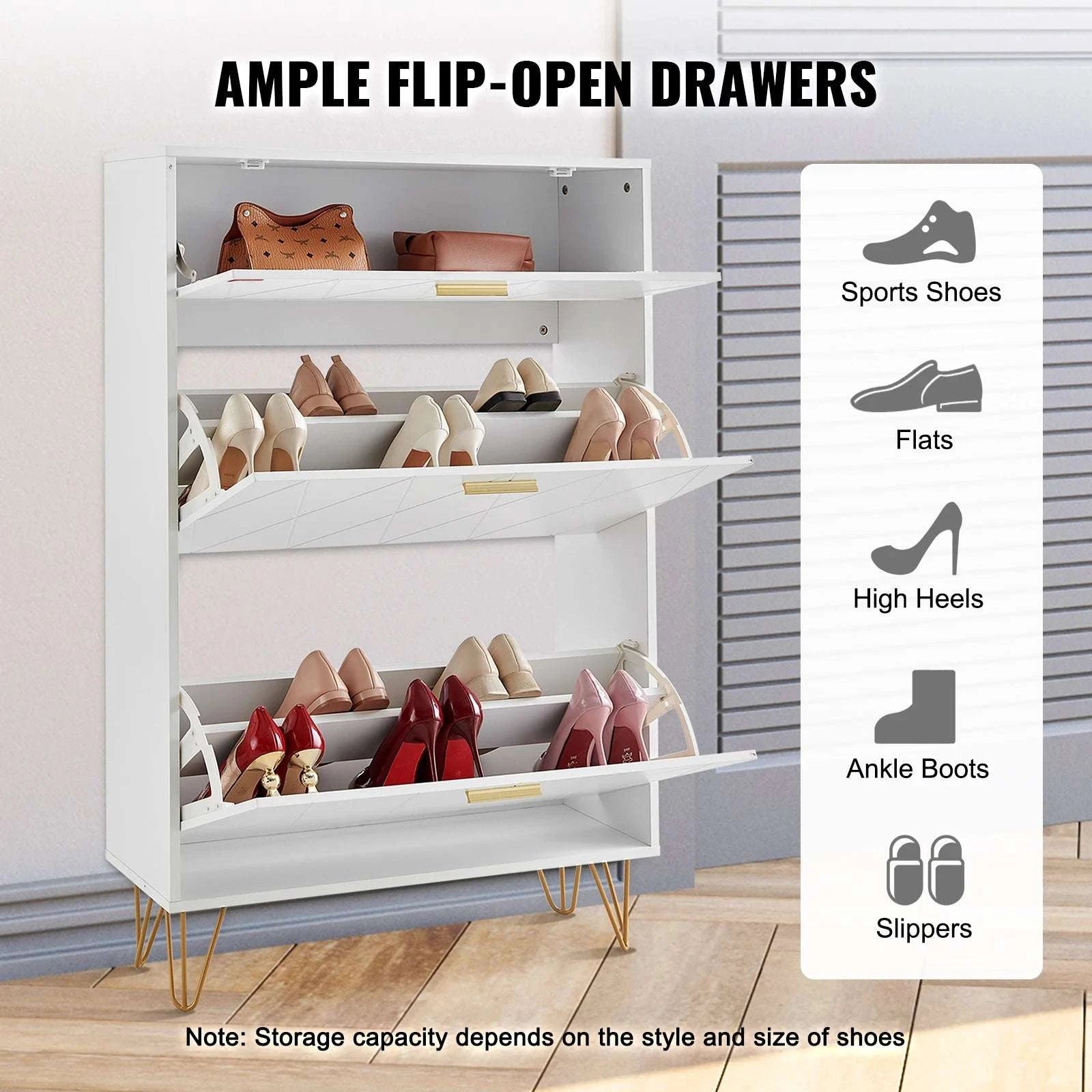 3-Drawer Flip Shoe Cabinet for Entryway Storage and Organization-3 Drawers 20-28in / United States