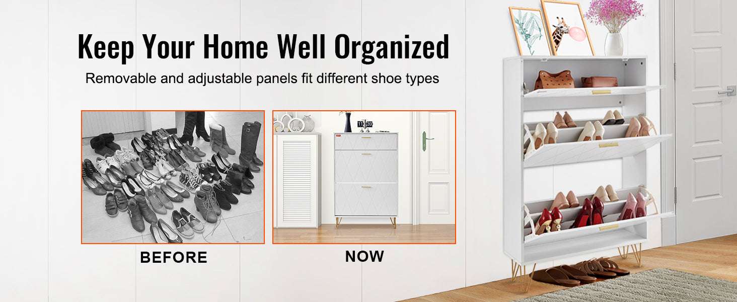 3-Drawer Flip Shoe Cabinet for Entryway Storage and Organization-3 Drawers 20-28in / United States
