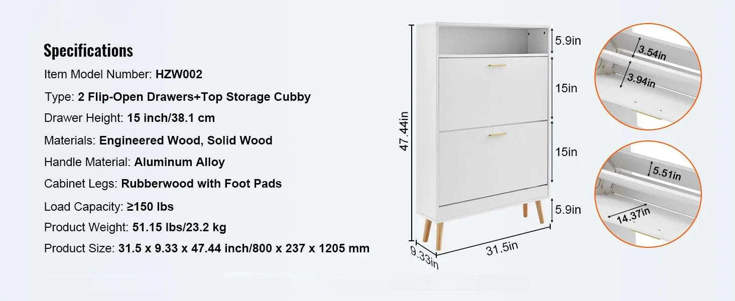 3-Drawer Flip Shoe Cabinet for Entryway Storage and Organization-3 Drawers 20-28in / United States