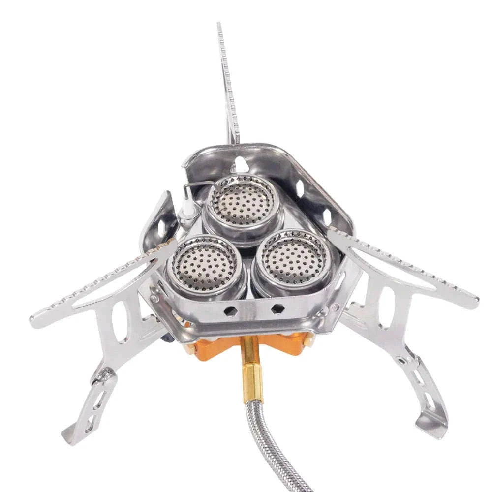 3-Head Gas Stove 5800W Folding Portable Camping Burner-Stove with adapter