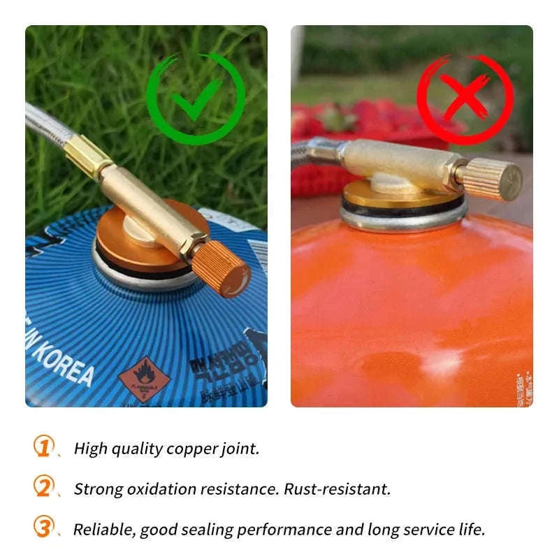 3-Head Gas Stove 5800W Folding Portable Camping Burner-Stove with adapter