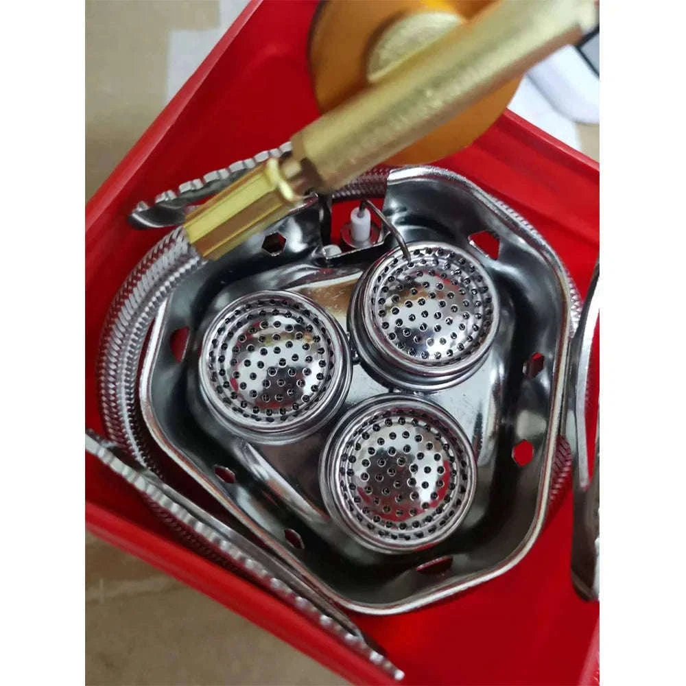 3-Head Gas Stove 5800W Folding Portable Camping Burner-Stove with adapter