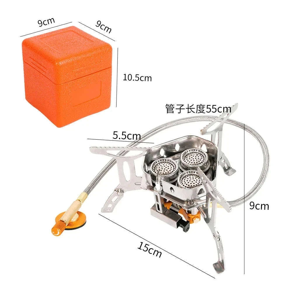 3-Head Gas Stove 5800W Folding Portable Camping Burner-Stove with adapter