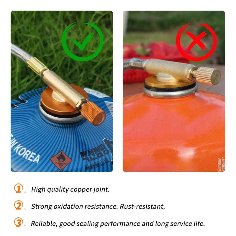 3-Head Gas Stove 5800W Folding Portable Camping Burner-Stove with adapter