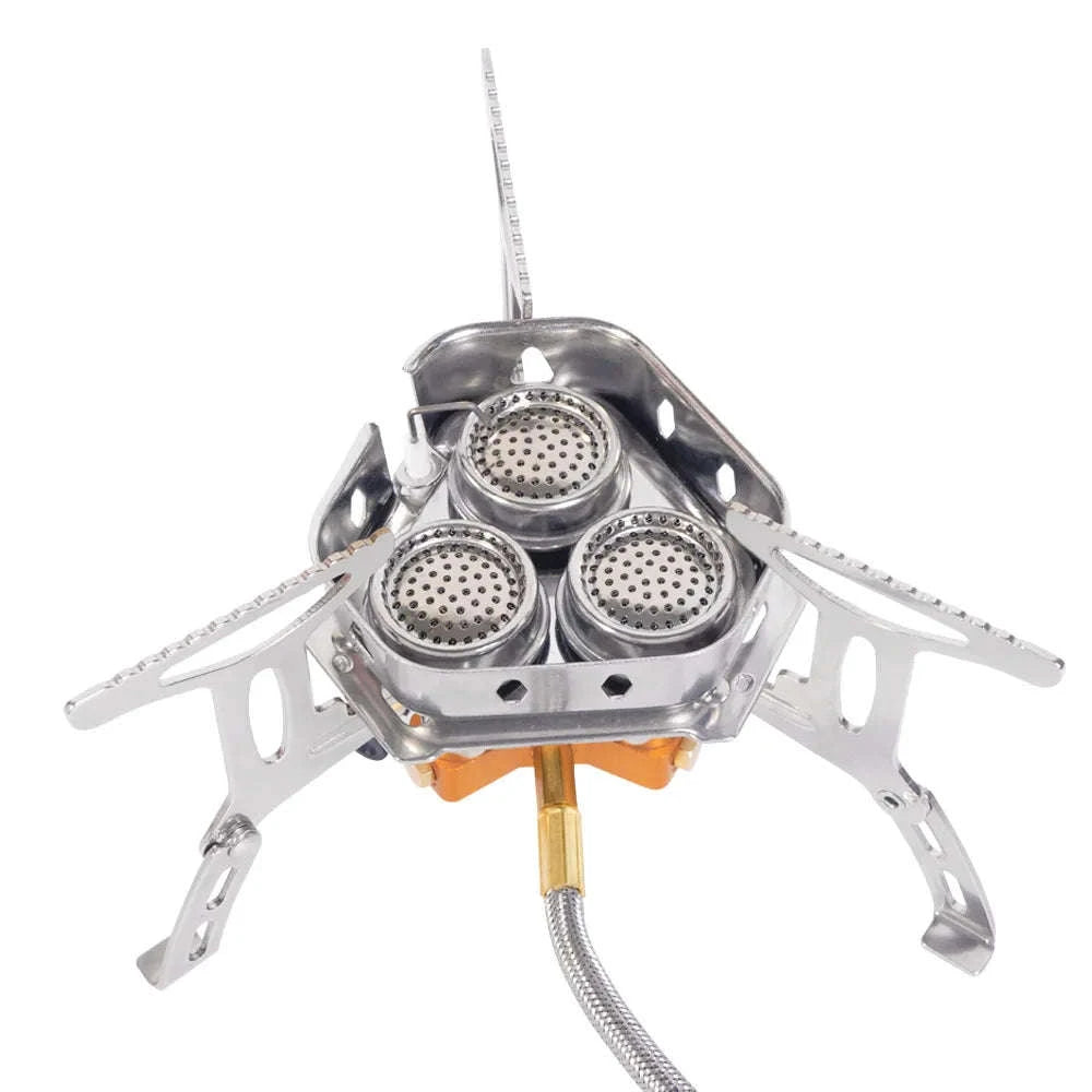 3-Head Gas Stove 5800W Folding Portable Camping Burner-Stove with adapter