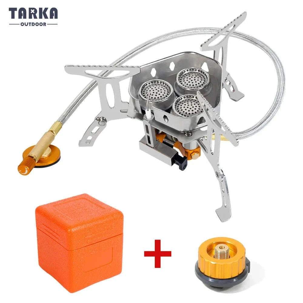 3-Head Gas Stove 5800W Folding Portable Camping Burner-Stove with adapter